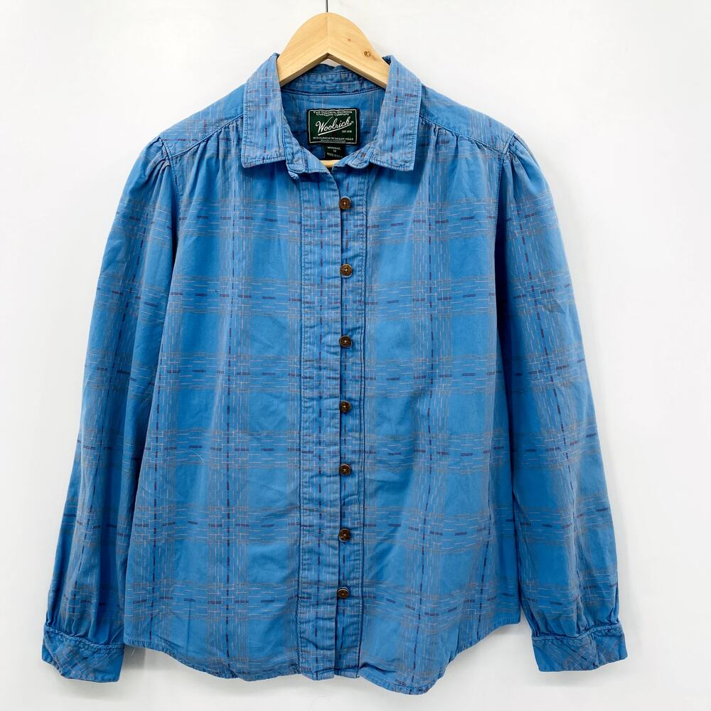 Woolrich Blue Button Down Pattern Top - image 1
